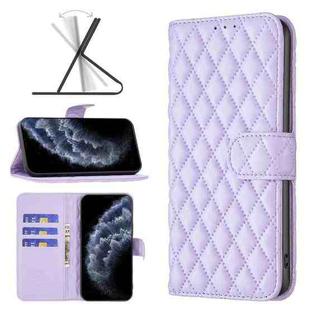 For iPhone 11 Pro Diamond Lattice Wallet Leather Flip Phone Case(Purple)