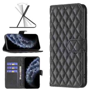 For iPhone 11 Pro Diamond Lattice Wallet Leather Flip Phone Case(Black)