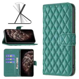 For iPhone 11 Pro Max Diamond Lattice Wallet Leather Flip Phone Case (Green)