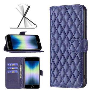For iPhone SE 2022 / SE 2020 / 8 / 7 Diamond Lattice Wallet Leather Flip Phone Case(Blue)
