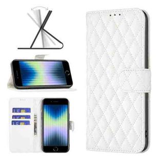 For iPhone SE 2022 / SE 2020 / 8 / 7 Diamond Lattice Wallet Leather Flip Phone Case(White)