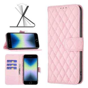 For iPhone SE 2022 / SE 2020 / 8 / 7 Diamond Lattice Wallet Leather Flip Phone Case(Pink)