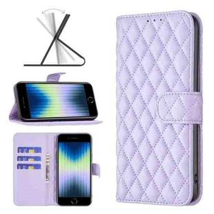 For iPhone SE 2022 / SE 2020 / 8 / 7 Diamond Lattice Wallet Leather Flip Phone Case(Purple)