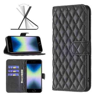 For iPhone SE 2022 / SE 2020 / 8 / 7 Diamond Lattice Wallet Leather Flip Phone Case(Black)