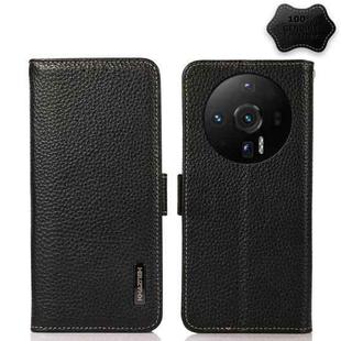 For Xiaomi 12S Ultra KHAZNEH Side-Magnetic Litchi Genuine Leather RFID Phone Case(Black)