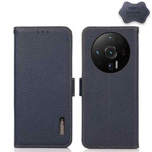 For Xiaomi 12S Ultra KHAZNEH Side-Magnetic Litchi Genuine Leather RFID Phone Case(Blue)