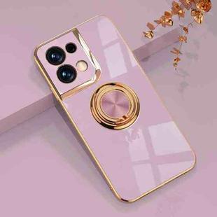 For OPPO Reno8 Electroplated Silicone Phone Case with Ring(Light Purple)