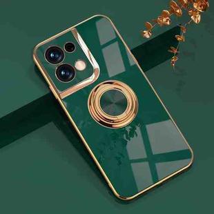 For OPPO Reno8 Pro Plus Electroplated Silicone Phone Case with Ring(Dark Green)