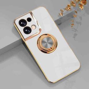 For OPPO Reno8 Pro Plus Electroplated Silicone Phone Case with Ring(White)