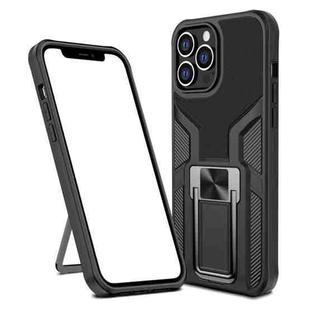 Armor 2 in 1 PC + TPU Magnetic Shockproof Case with Foldable Holder For iPhone 14 Pro Max(Black)