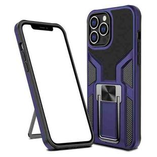 Armor 2 in 1 PC + TPU Magnetic Shockproof Case with Foldable Holder For iPhone 14 Pro Max(Blue)
