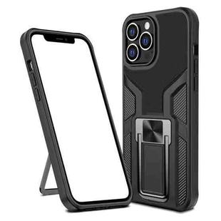 Armor 2 in 1 PC + TPU Magnetic Shockproof Case with Foldable Holder For iPhone 14 Pro(Black)