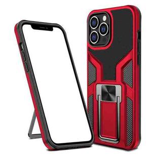 Armor 2 in 1 PC + TPU Magnetic Shockproof Case with Foldable Holder For iPhone 14 Pro(Red)