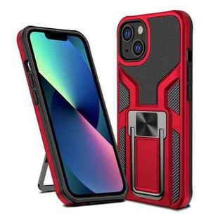 Armor 2 in 1 PC + TPU Magnetic Shockproof Case with Foldable Holder For iPhone 14 Max(Red)