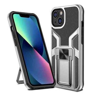 Armor 2 in 1 PC + TPU Magnetic Shockproof Case with Foldable Holder For iPhone 14 Max(Silver)