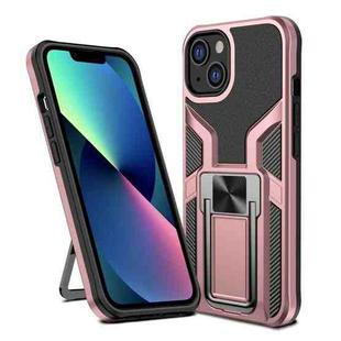 For iPhone 14 Armor 2 in 1 PC + TPU Magnetic Shockproof Case with Foldable Holder (Rose Gold)