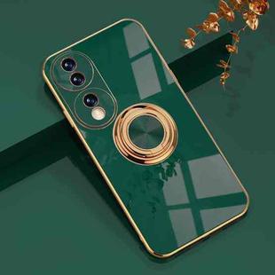 For Honor 70 Electroplated Silicone Phone Case with Ring(Dark Green)