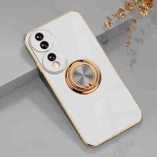 For Honor 70 Electroplated Silicone Phone Case with Ring(White)
