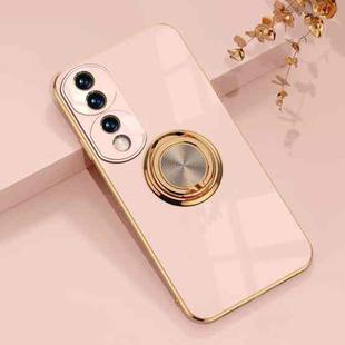 For Honor 70 Pro Electroplated Silicone Phone Case with Ring(Light Pink)