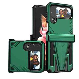 For Samsung Galaxy Z Flip4 Super V Armor Kickstand Shockproof Phone Case(Dark Green)