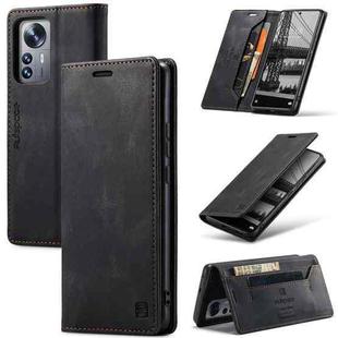 For Xiaomi 12 Lite AutSpace A01 Retro Skin-feel Crazy Horse RFID Leather Phone Case(Black)