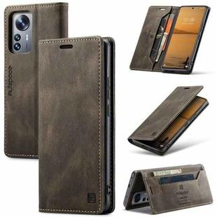 For Xiaomi 12 Lite AutSpace A01 Retro Skin-feel Crazy Horse RFID Leather Phone Case(Coffee)