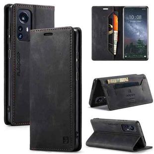 For Xiaomi 12 Pro AutSpace A01 Retro Skin-feel Crazy Horse RFID Leather Phone Case(Black)