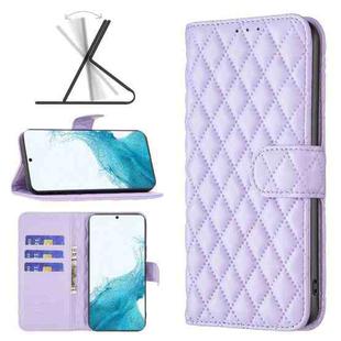 For Samsung Galaxy S22 5G Diamond Lattice Wallet Leather Flip Phone Case(Purple)