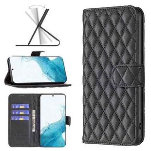 For Samsung Galaxy S22 Plus 5G Diamond Lattice Wallet Leather Flip Phone Case(Black)