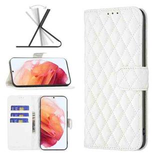 For Samsung Galaxy S21 5G Diamond Lattice Wallet Leather Flip Phone Case(White)