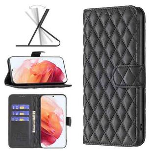 For Samsung Galaxy S21 5G Diamond Lattice Wallet Leather Flip Phone Case(Black)
