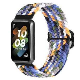 For Huawei Band 7 Nylon Braided Buckle Watch Band(Colorful Denim)