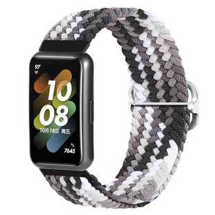 For Huawei Band 7 Nylon Braided Buckle Watch Band(Colorful Black)