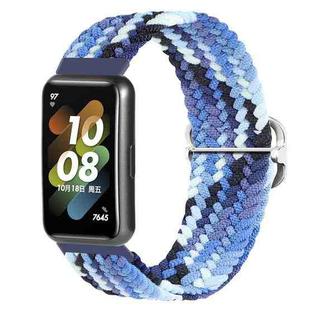 For Huawei Band 7 Nylon Braided Buckle Watch Band(Colorful Blue)