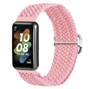 For Huawei Band 7 Nylon Braided Buckle Watch Band(Pink)