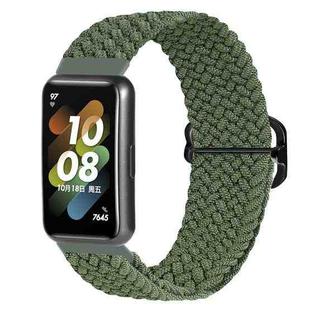 For Huawei Band 7 Nylon Braided Buckle Watch Band(Green)