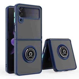 For Samsung Galaxy Z Flip4 Q Shadow I Ring Kickstand PC and TPU Hybrid Phone Case(Royal Blue)