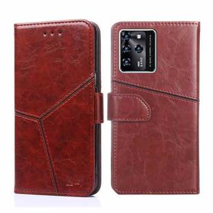 For ZTE Blabe V30 Geometric Stitching Horizontal Flip Leather Phone Case(Dark Brown)