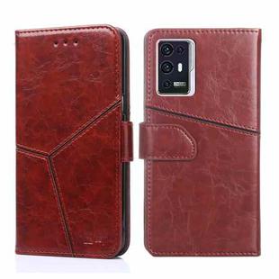 For ZTE Axon 30 Pro Geometric Stitching Horizontal Flip Leather Phone Case(Dark Brown)