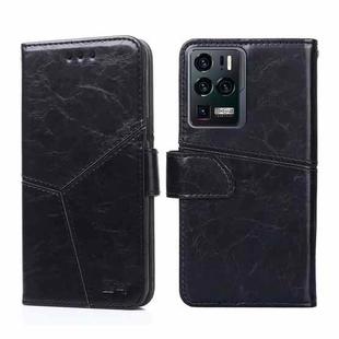 For ZTE Axon 30 Ultra Geometric Stitching Horizontal Flip Leather Phone Case(Black)