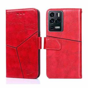 For ZTE Axon 30 Ultra Geometric Stitching Horizontal Flip Leather Phone Case(Red)