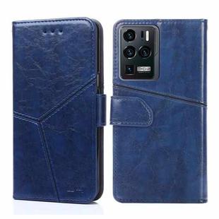 For ZTE Axon 30 Ultra Geometric Stitching Horizontal Flip Leather Phone Case(Blue)