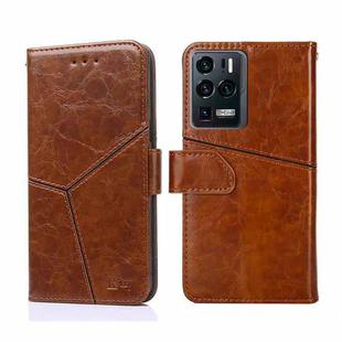 For ZTE Axon 30 Ultra Geometric Stitching Horizontal Flip Leather Phone Case(Light Brown)