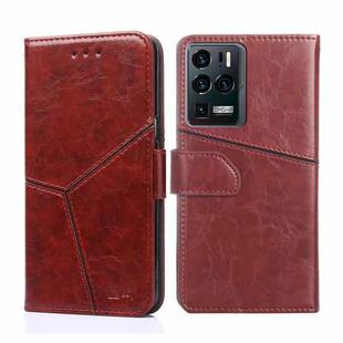 For ZTE Axon 30 Ultra Geometric Stitching Horizontal Flip Leather Phone Case(Dark Brown)