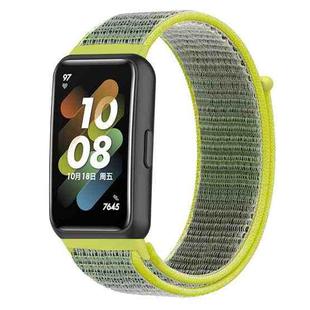 For Huawei Band 7 Nylon Loop Buckle Watch Band(Bright Yellow)