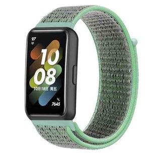 For Huawei Band 7 Nylon Loop Buckle Watch Band(Blue Sea Green)