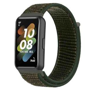 For Huawei Band 7 Nylon Loop Buckle Watch Band(Army Green)