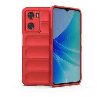 For OPPO A57 4G Global Magic Shield TPU + Flannel Phone Case(Red)