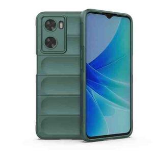 For OPPO A57 4G Global Magic Shield TPU + Flannel Phone Case(Dark Green)