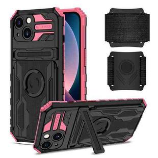 For iPhone 14 Kickstand Detachable Armband Phone Case (Pink)